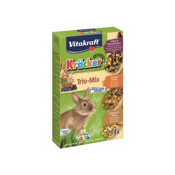 Vitakraft Krcker kanin Trio-Mix m. Skovbr/Hyldebr Honning/Spelt PopCorn/Honning